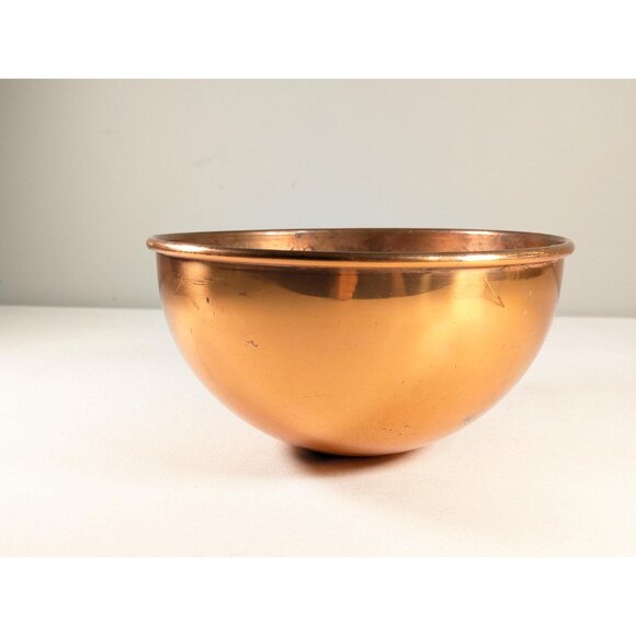 Vintage 8" copper mixing bowl, round bottom copper bowl vintage home decor, - Picture 4 of 10